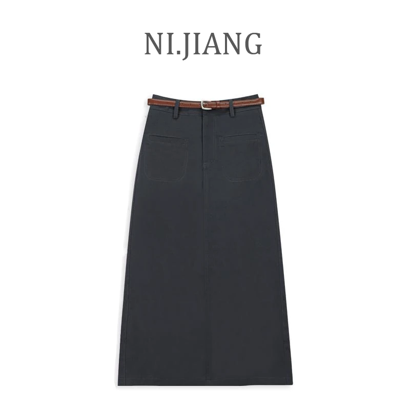 夏季牛仔半身裙2025年新款时尚设计感中长款宽松显瘦百搭a字裙子