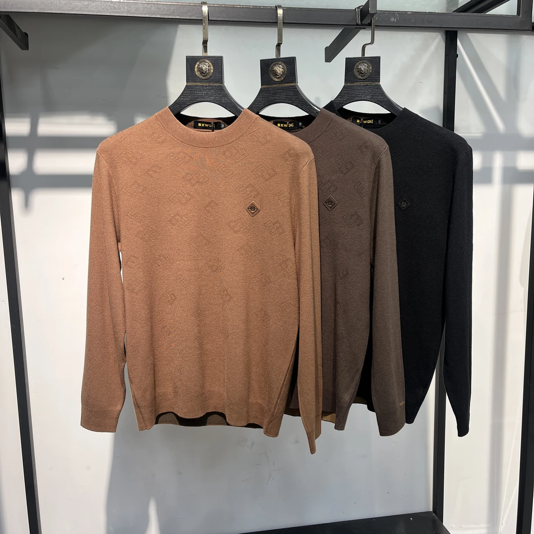 24年秋季新款提花针织毛衣-81651长袖百搭圆领男款