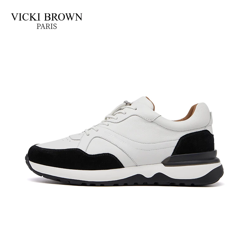 VICKI BROWN轻奢男鞋复古牛皮时尚百搭低帮潮流男士运动休闲鞋