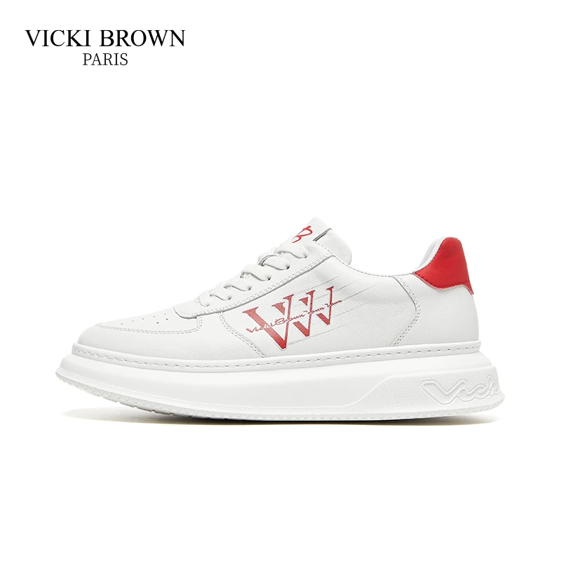 VICKI BROWN轻奢男鞋时尚百搭简约厚底低帮舒适休闲鞋小白鞋