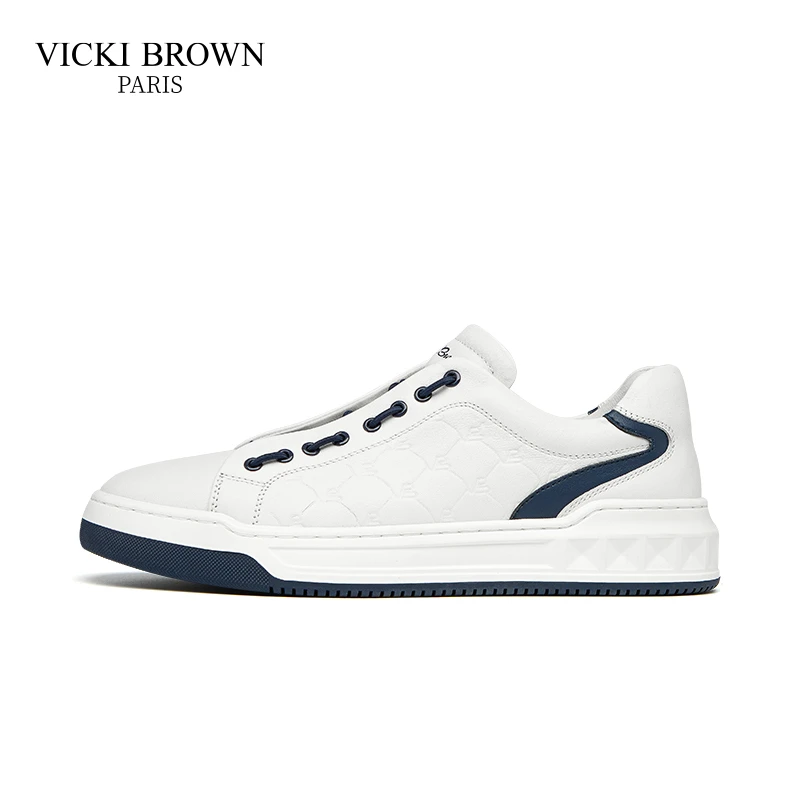 VICKI BROWN轻奢男鞋真皮时尚百搭户外鞋印花低帮休闲鞋板鞋