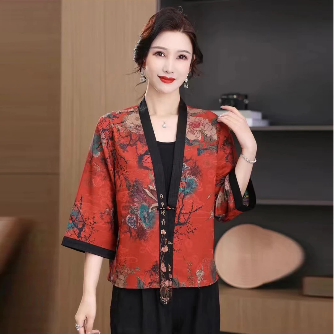 2024夏季国风复古新中式贵气百搭双面双穿提花披肩女装上衣5-25-1