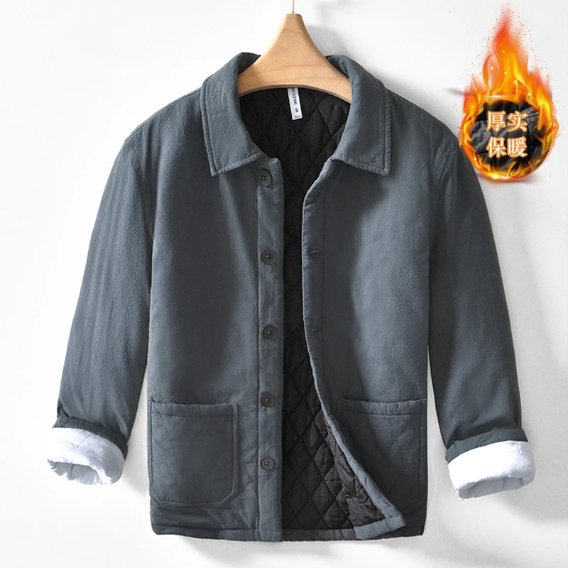 2025冬季加厚保暖男装棉衣外套休闲棉服宽松加厚外套翻领棉袄子
