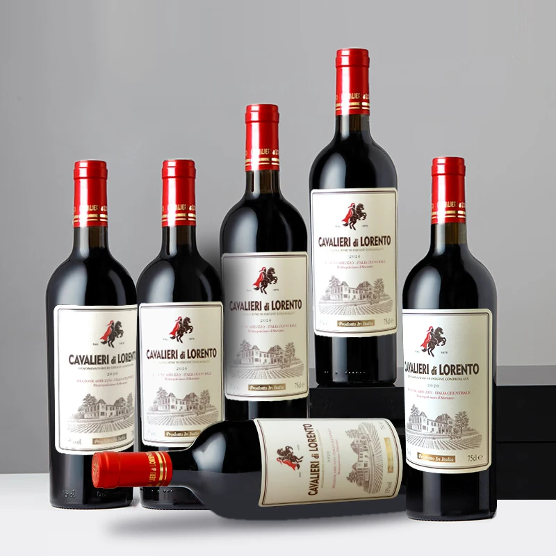 意大利进口红酒15度DOC级洛伦图·骑士干红葡萄酒750ml*6瓶礼盒装