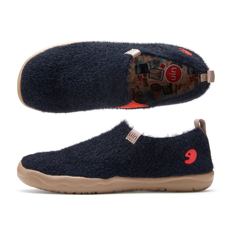 uin彩绘旅行鞋托莱多1加绒面飞织素色一脚蹬懒人休闲鞋秋冬男女