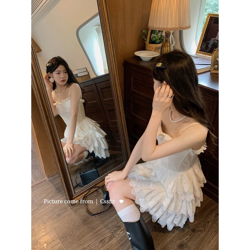 【折扣】迟伞伞  balletcore 芭蕾风蛋糕吊带连衣裙纯欲短裙