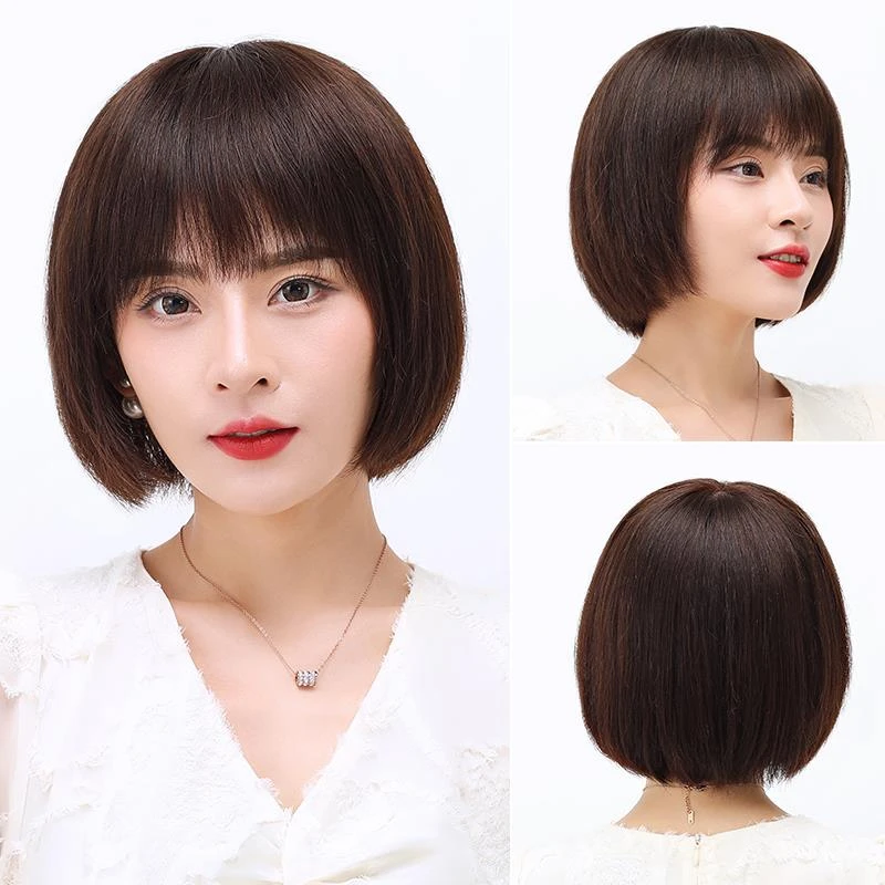 全真人发妈妈款假发全头套假头发全真发假发头套真发头套轻薄仿真