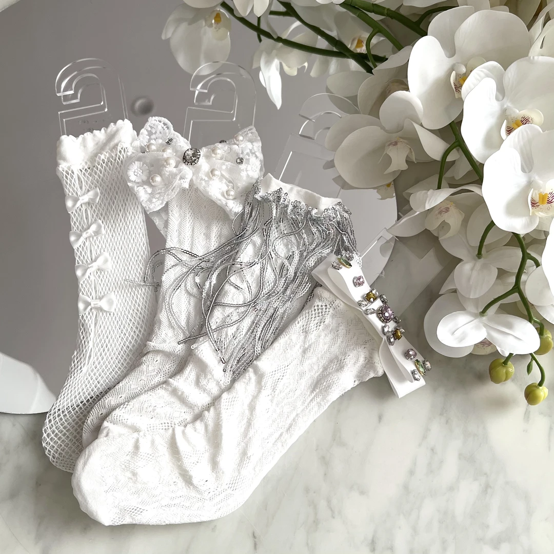 PBT/女童无骨百搭镂空小腿袜长筒袜蕾丝袜合集