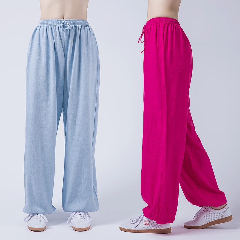 【达人专享】休闲裤新款大码男女同款棉麻太极服裤宽松运动裤灯笼裤