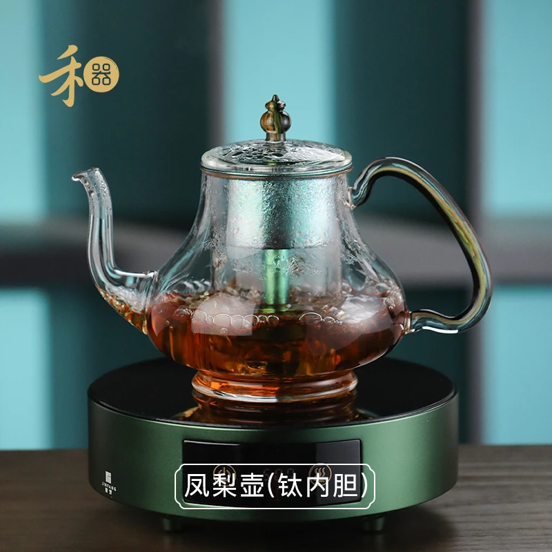 禾器幻彩·凤梨壶(钛内胆） 高硼硅 玻璃煮茶壶  建议容量：860ml