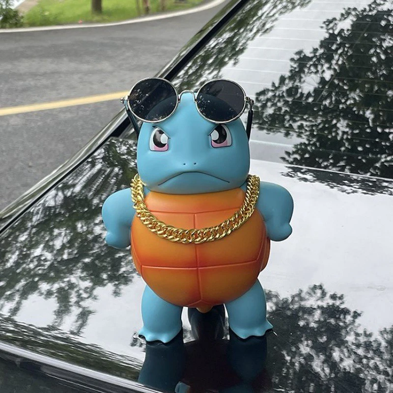 网红爆款创意车载站姿傲娇杰尼龟汽车摆件装饰品车顶车尾公仔挂件