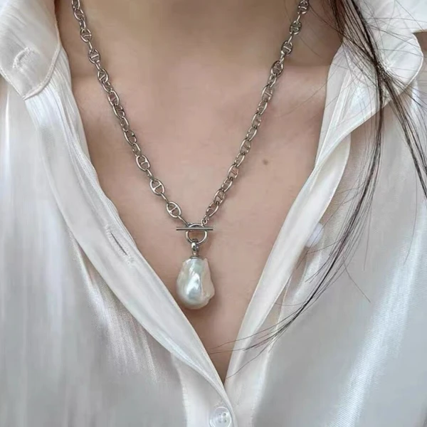 铜合金项链 女款巴洛克ins小众设计猪鼻子项链毛衣链时尚冷淡风