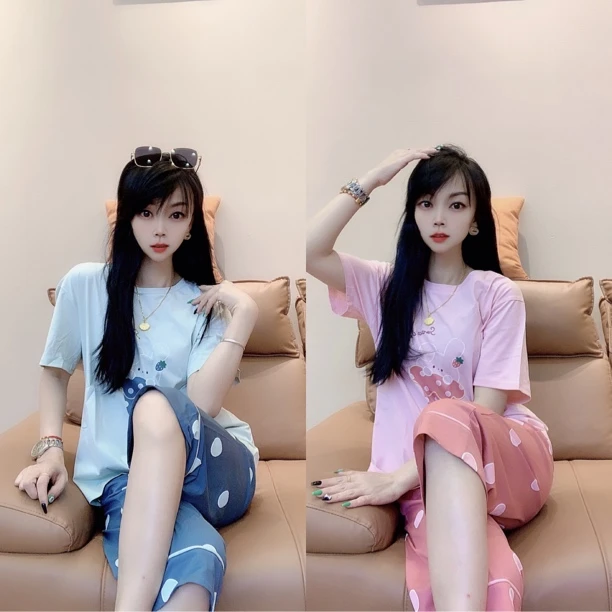 娜姐家新款家高档定制7分长裤家居服88747
