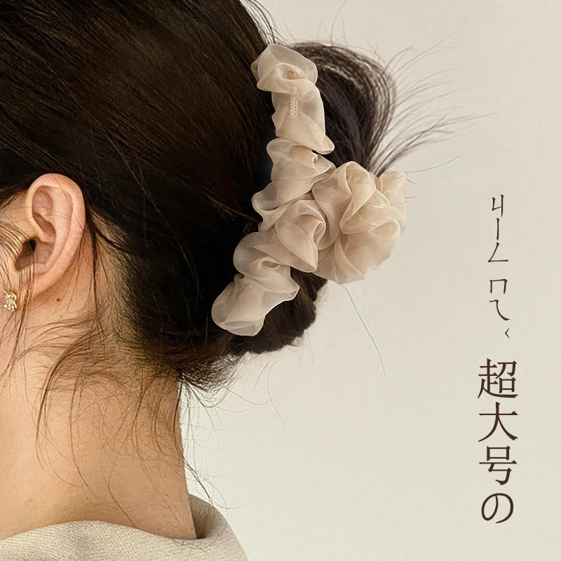 合金亚克力发饰 韩优雅网纱发夹女后脑勺大号鲨鱼夹气质盘发抓夹