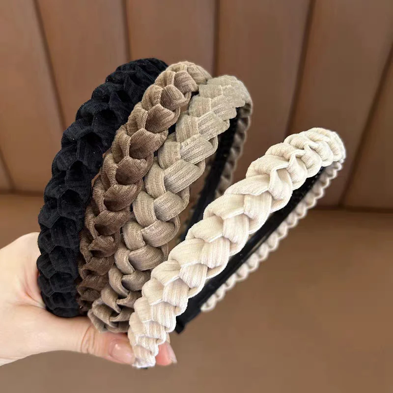 高颅顶麻花辫头箍2023新款宽边洗脸发箍秋冬简约防滑压发发卡头饰