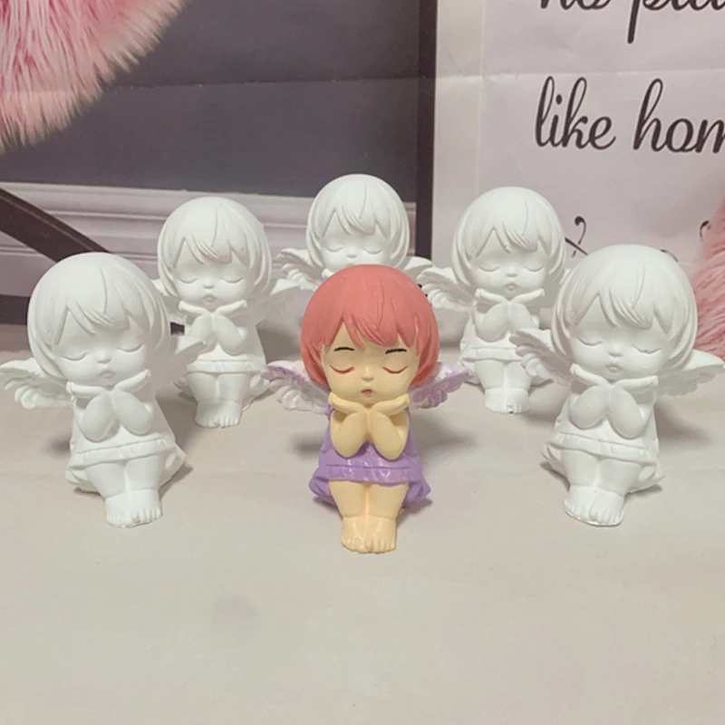 diy儿童手工小号天使石膏娃娃涂色白胚彩绘涂鸦上色网红玩偶公仔