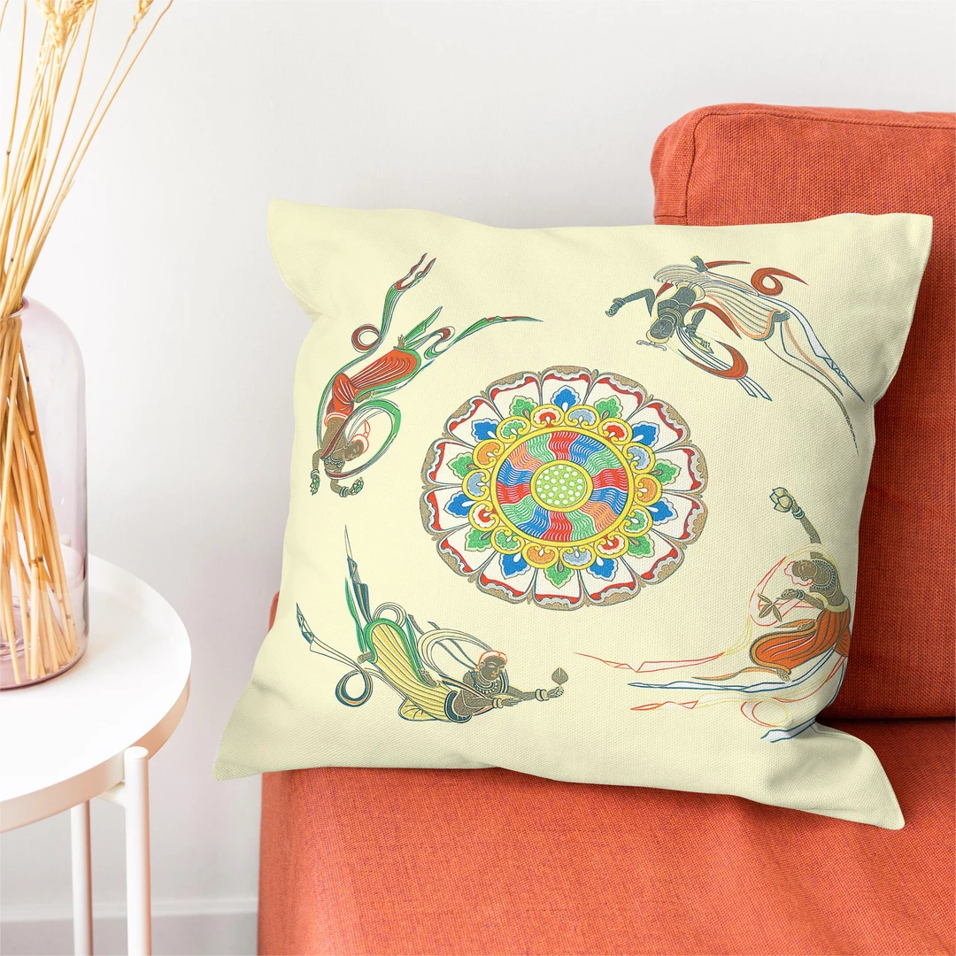 抱枕 敦煌靠枕 柔软 枕套可拆卸