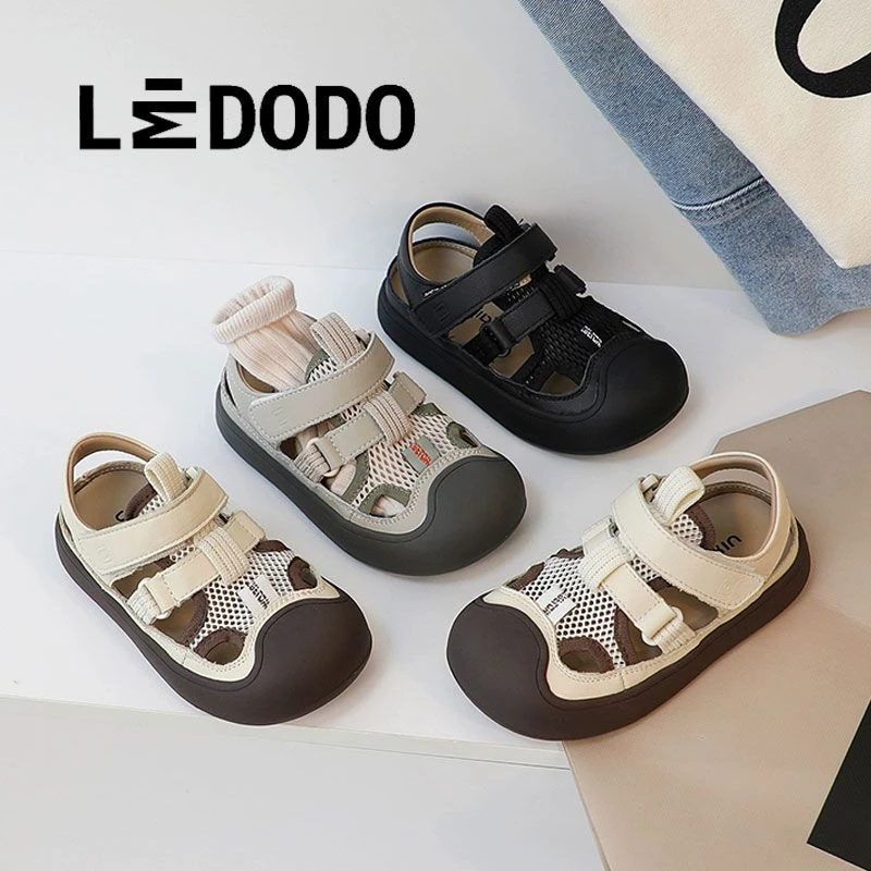 儿童包头凉鞋2025夏季新款男童沙滩鞋软底韩版透气女童运动凉鞋网