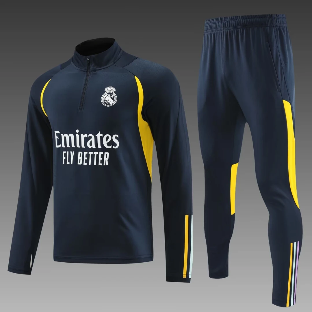 【新皇马半拉2系】足球服秋冬速干运动半拉链长袖卫衣成人套装