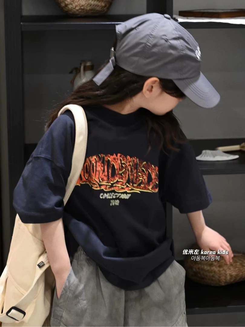 米卿兔品牌童装2024春季新款儿童短袖袖T恤女童