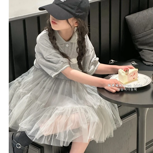 女童Polo衫气质连衣裙2024新款夏季儿童裙子中大童公主裙洋气淑女