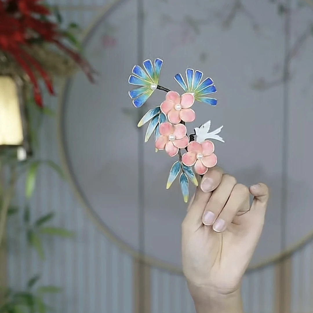 大麦吖古风发饰汉服绒花发簪 手工制作默认微瑕 均有色差