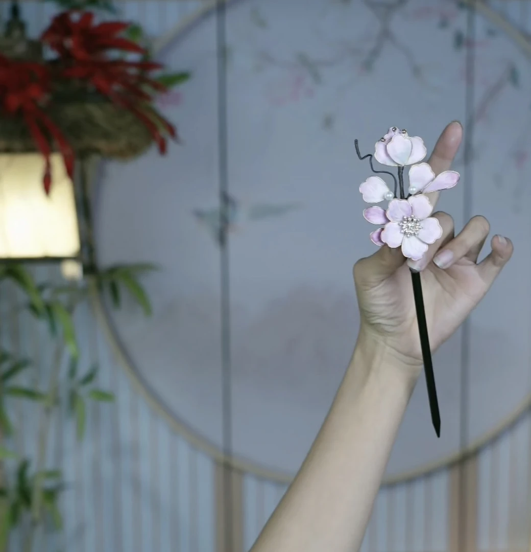 大麦吖古风发饰汉服绒花发簪 手工制作默认微瑕