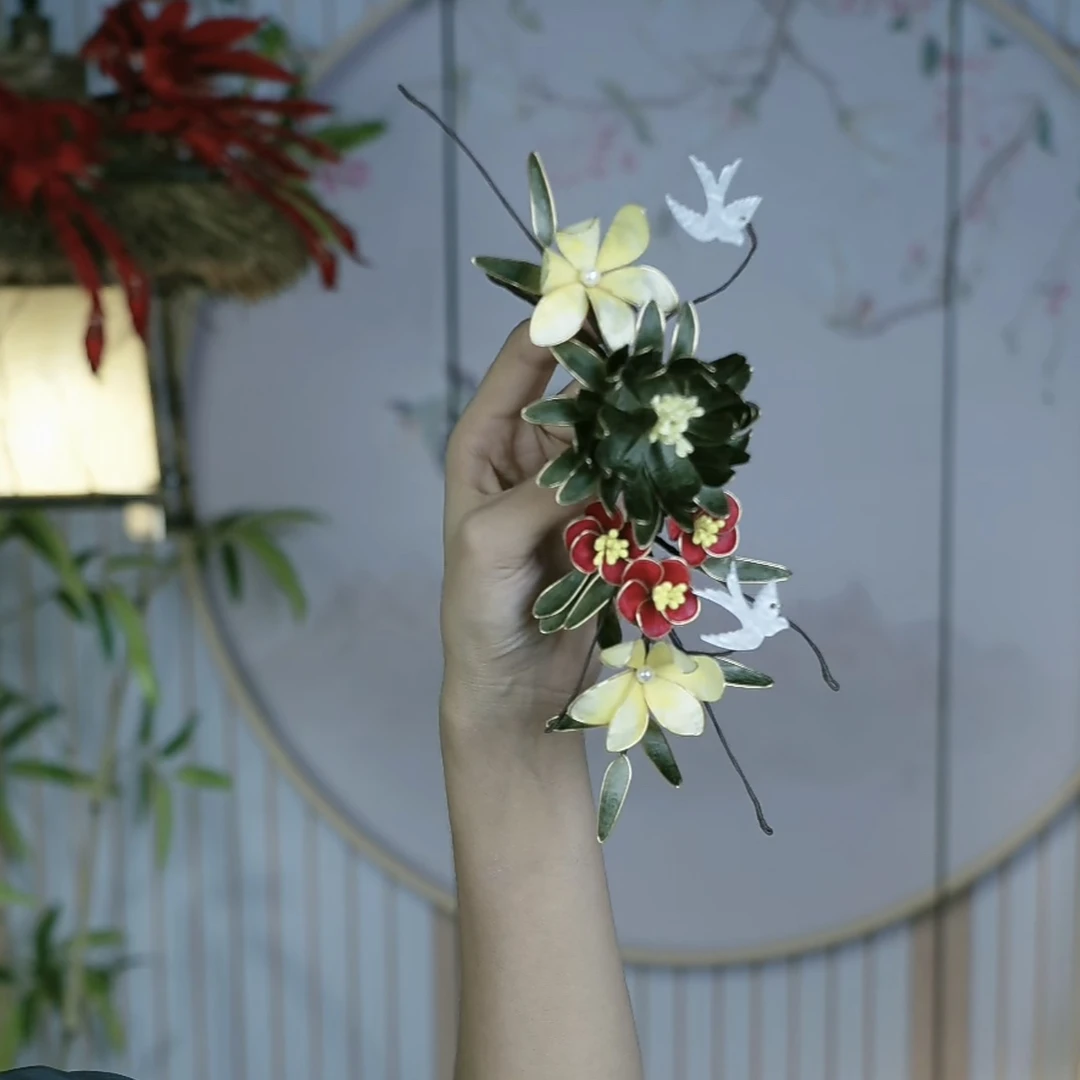 大麦吖古风发饰汉服绒花发簪 手工制作默认微瑕