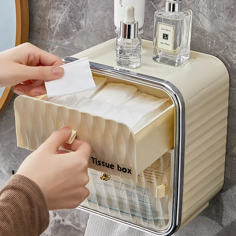 卫生间厕所纸巾盒壁挂式纸盒卫生纸卷纸防水打孔洗脸收纳盒置物架