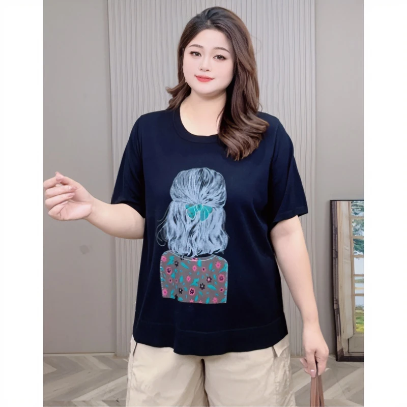 PWD32115（上衣）夏季新款百搭柔软宽松时尚休闲透气T短袖【衣长70】