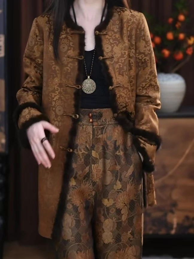 【永卓】 宋锦新中式香云纱复古显瘦四季宽松时尚国风中款长袖上衣