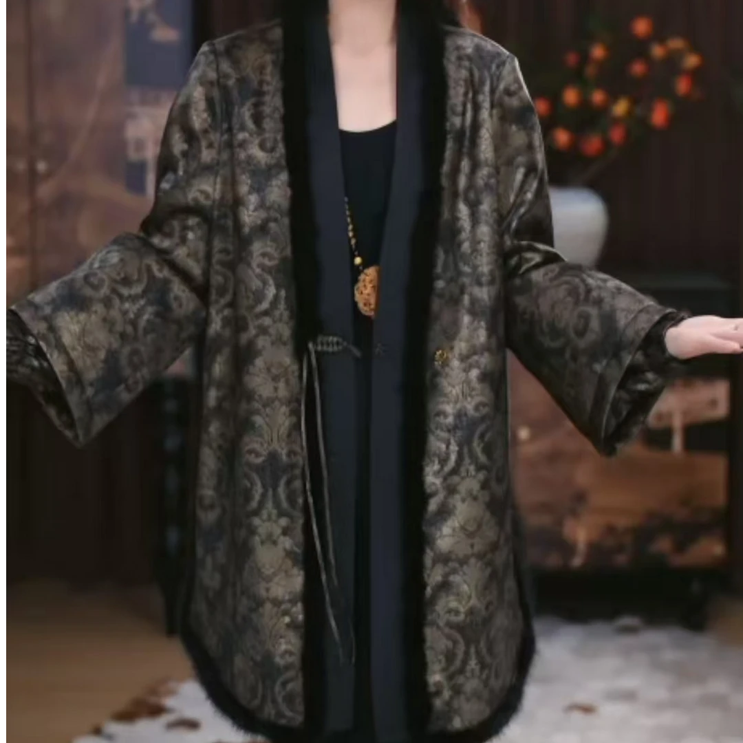 【林曙】新中式百搭气质复古显瘦秋冬保暖宽松国风加棉中长款上衣