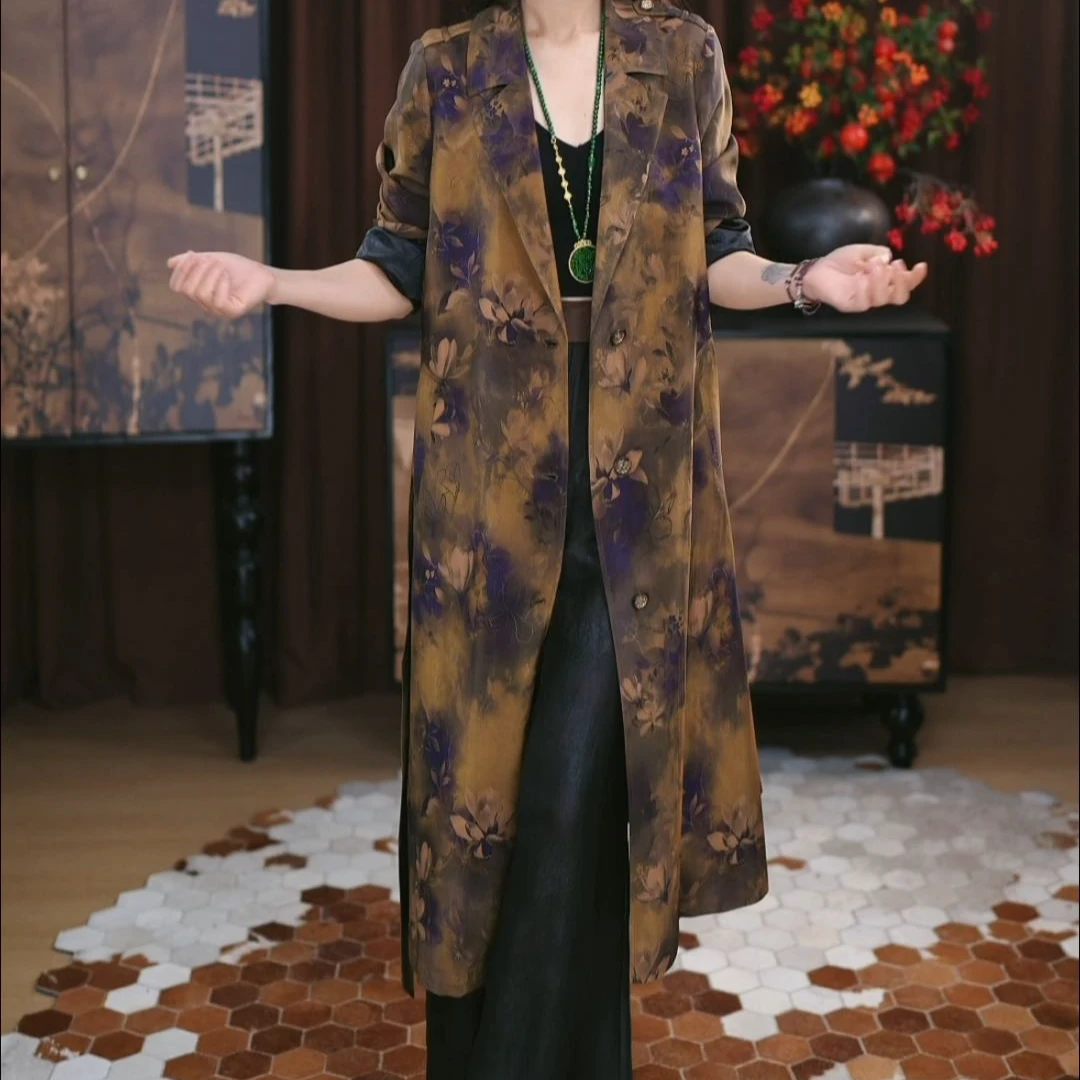 【寻兰】红云纱新中式复古显瘦春秋宽松国风休闲潮流西装百搭风衣