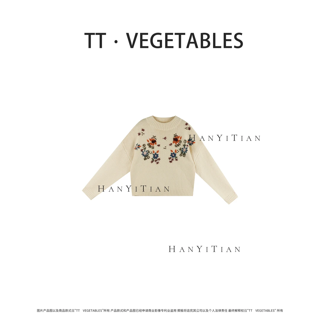 小花 针织时尚宽松秋新款毛衣复古女922316