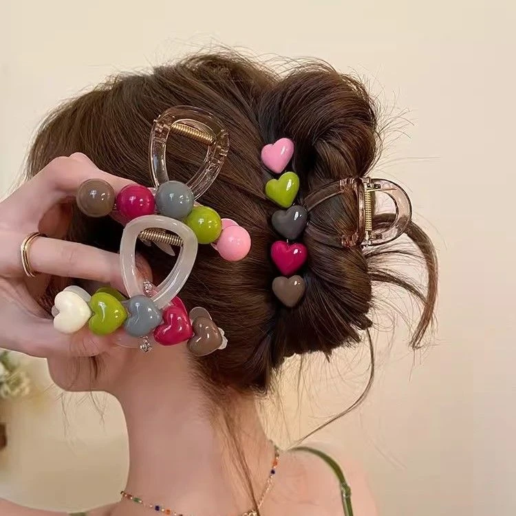 可爱彩虹糖发夹女后脑勺气质2024年新款抓夹大号网红鲨鱼夹高级感