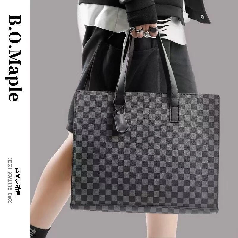 男士大容量托特包牛皮日常休闲单肩包真皮男款公文包文件包斜挎潮