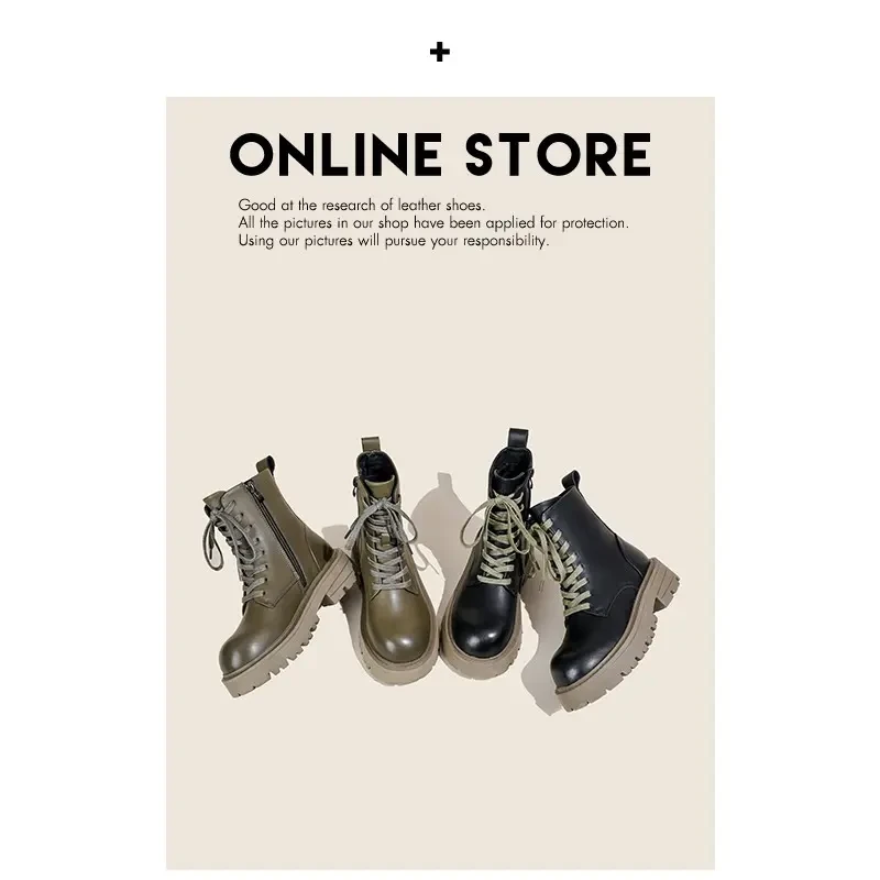 XIEFURN/鞋夫人马丁靴2024年新款厚底靴子系带短靴女潮ins风