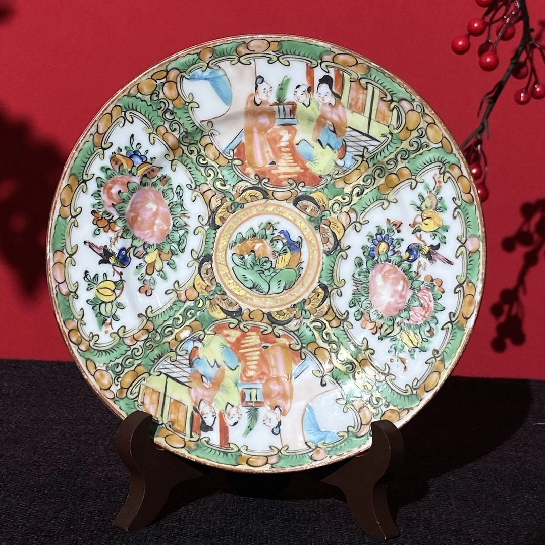 晚清民国广彩开窗人物盘