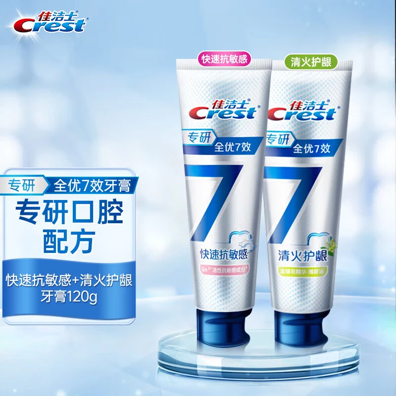 佳洁士专研全优7效清火护龈牙膏120g快速舒缓牙龈红肿出血抗敏感