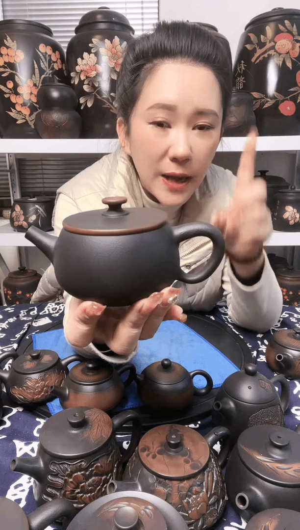 【闪购商品】陶瓷壶无礼盒网孔可提转 肌理纹素面汉瓦