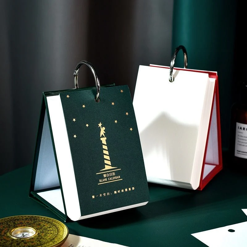 空白diy台历本子桌面摆件单向ins复古风备忘留言打卡记录留白内页