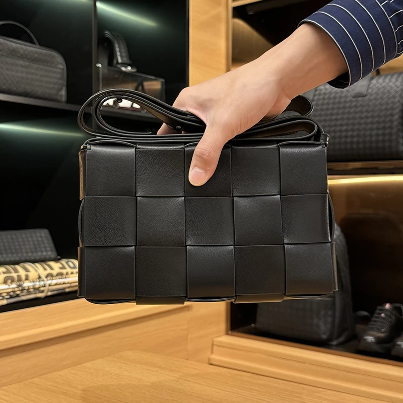 BOSOM VARVLE BV【头层羊皮】单肩斜挎包纯手工编织小方包休闲挎包