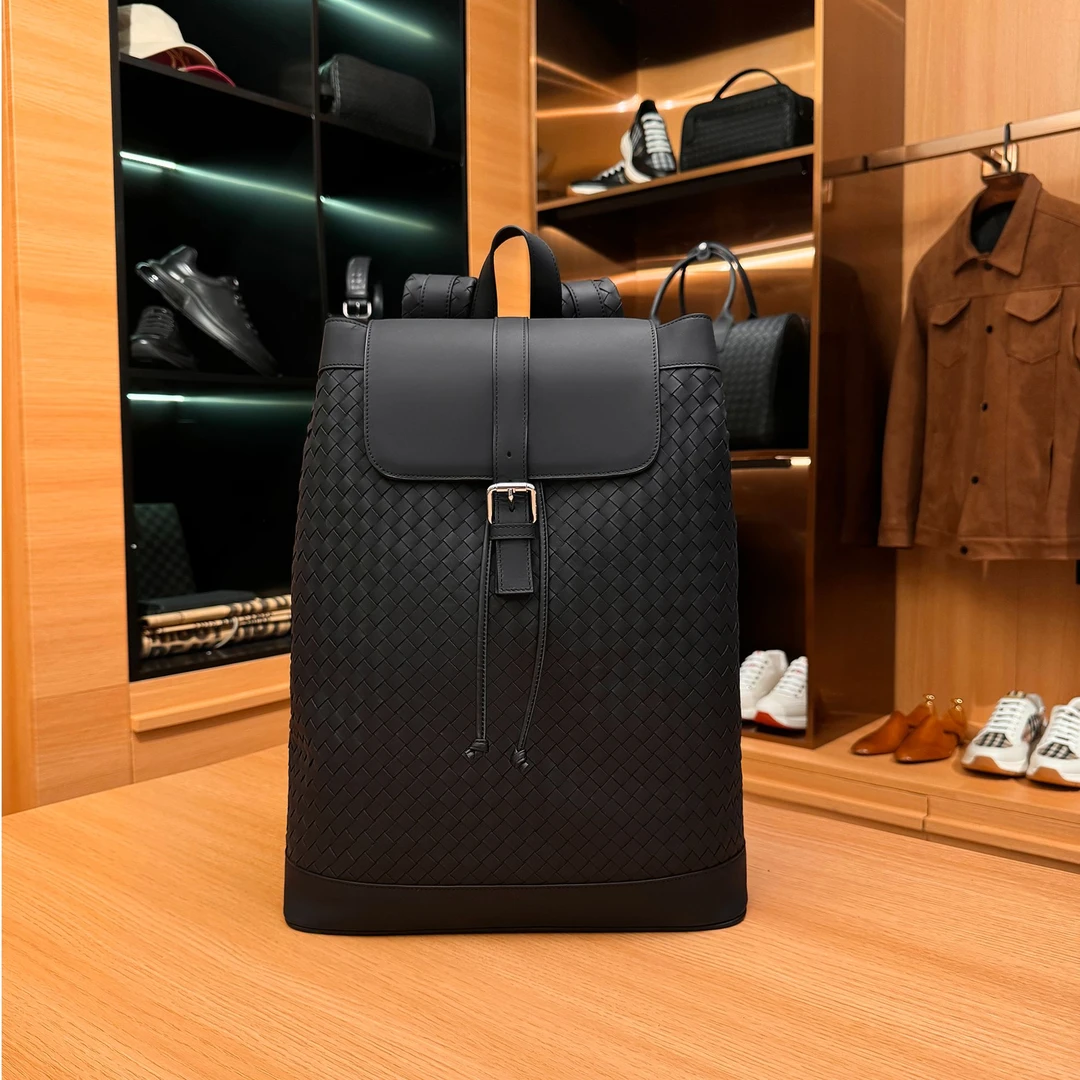 BOSOM VARVLEBV【胎牛皮】男士旅行背包纯手工编织头层牛皮双肩包