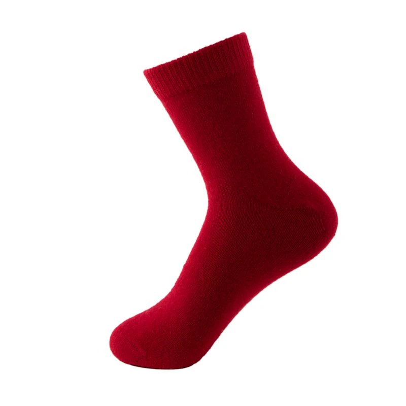 （一双）100纯山羊绒女士针织袜中筒保暖袜