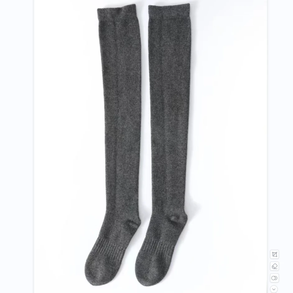 2023秋冬季新款过膝长袜100纯山羊绒高筒显瘦女袜