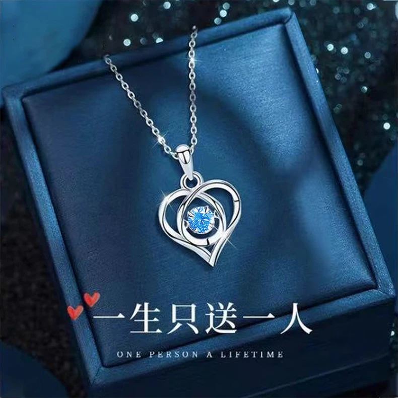坠链均足银 999纯银跳动的心项链女款女士生日礼物送女友送老婆