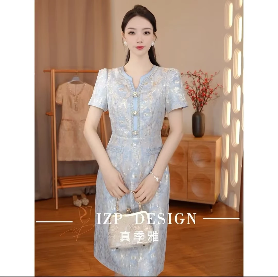 IZP【】新中式显瘦春夏气质夏季时尚轻熟风连衣裙PO73403