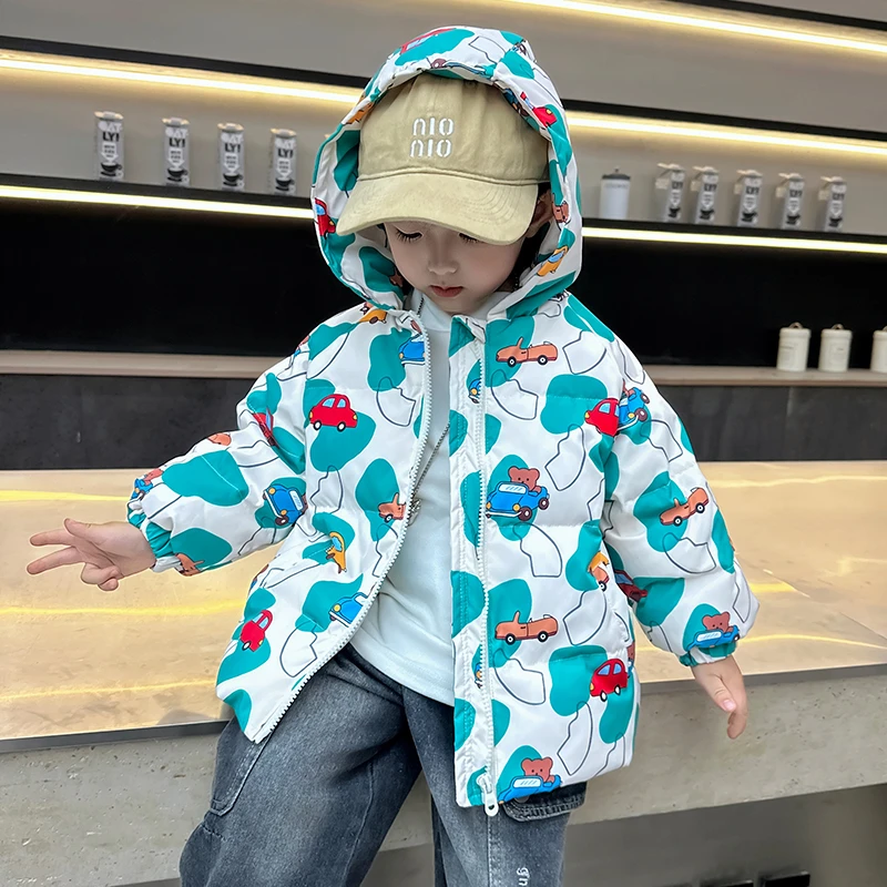 秋冬新款外套加厚短款羽绒白鸭绒连帽宝宝羽绒服0-3岁白鸭绒宝宝