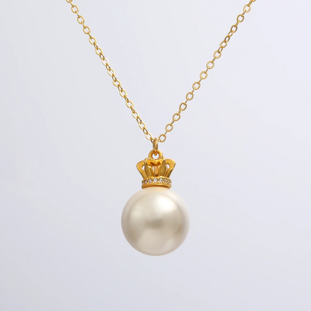 铜合金项链 【花冠】16mm白色经典皇冠项链 约50cm E2-023