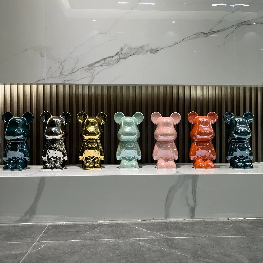 [YY]陶瓷爱心熊时尚酷炫摆件陶瓷客厅电视柜卡通家居装饰品手工